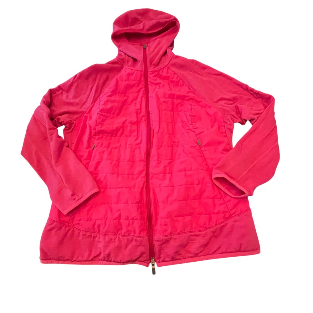 Icebreaker 260 Merino Wool Hybrid Jacket Pink Full Zip Hooded Women XL